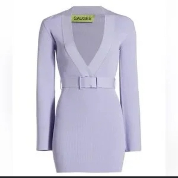 GAUGE81 BAHA RIBBED LONG SLEEVE BODYCON MINI DRESS IN LILAC NWT - Picture 7 of 8